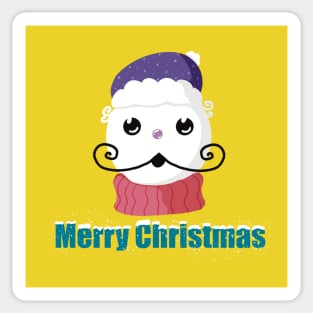 Funny snowman with mustache and carrot Sticker